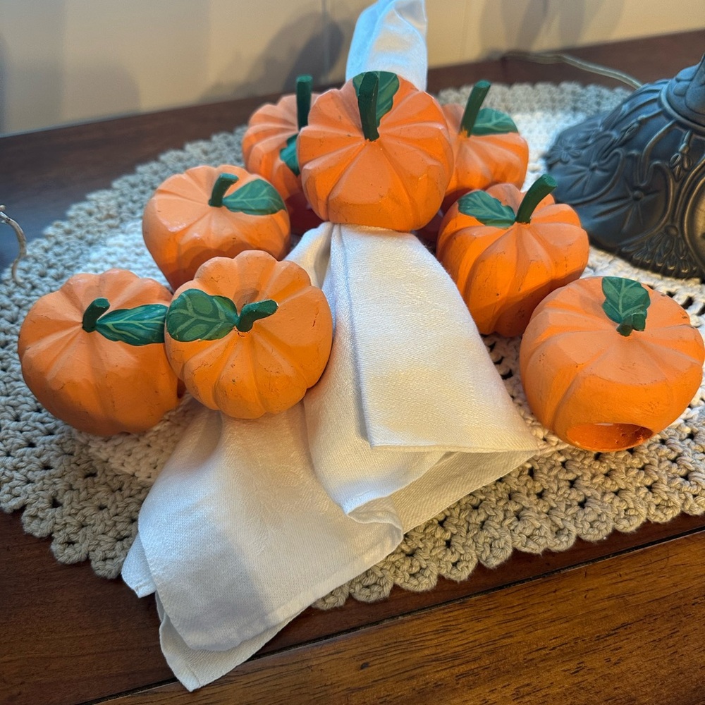Dansk Vibrant Orange Pumpkin Napkin Rings (8)